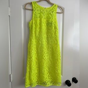 Neon yellow lace sleeveless dress